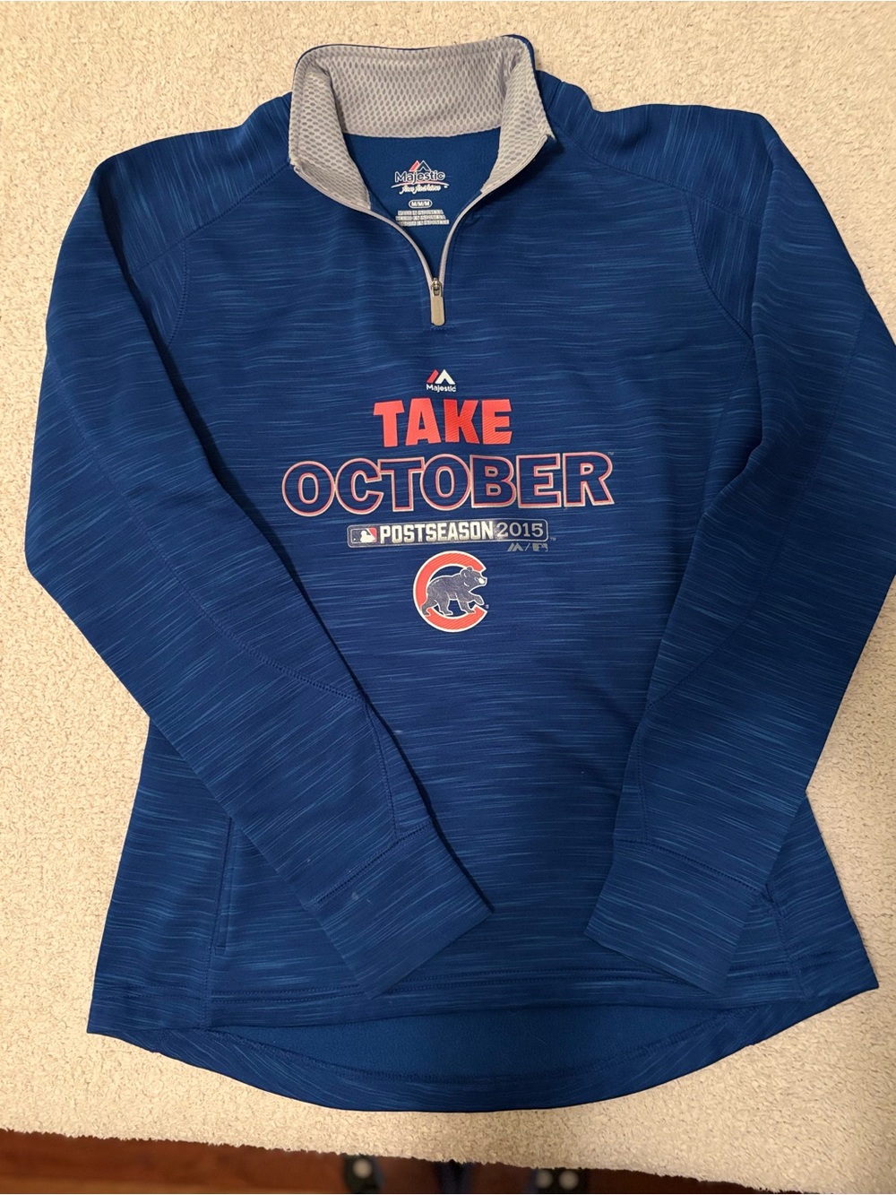 Majestic Blue Chicago Cubs 'Take October' Quarter-Zip Pullover